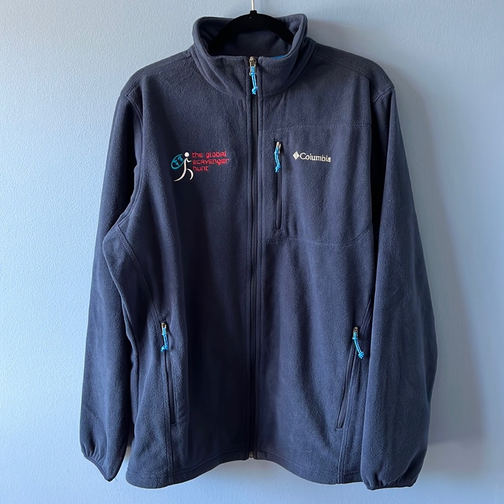 Columbia Charcoal Fleece Jacket with Blue Accents
